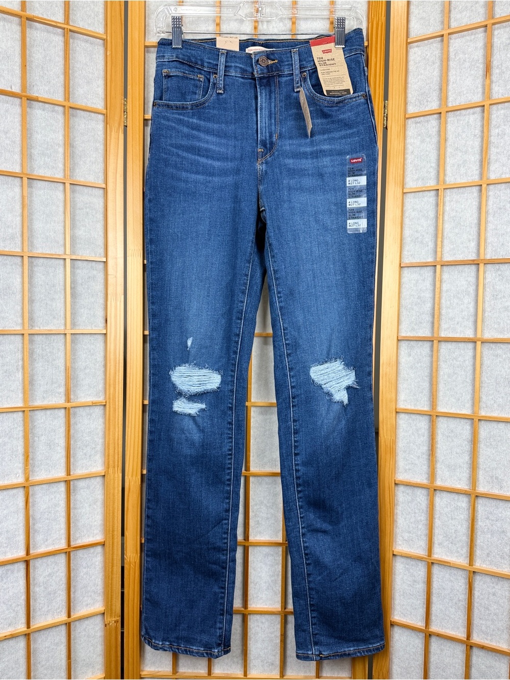 Levi's 724 High-Rise Straight Distressed Jeans 4L 27x32 NWT
